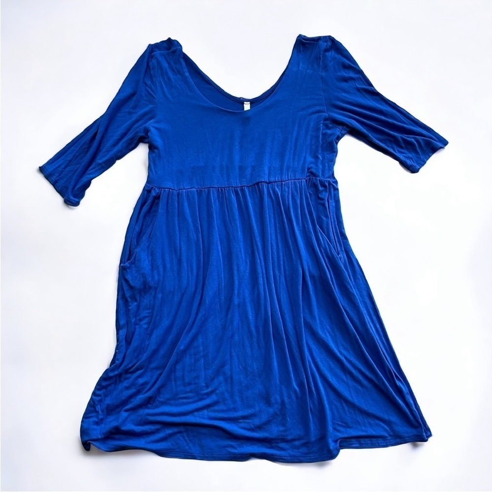 Pinkblush size 3X royal blue maternity midi dress with pockets
